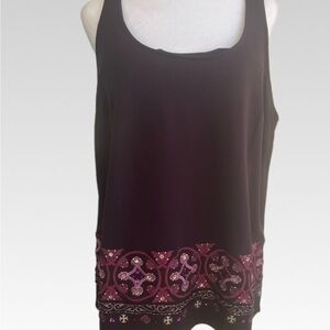 VINTAGE Valerie Stevens Dark Purple Embroidered Tank Top